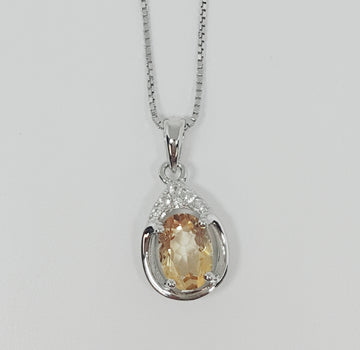 K Sterling Silver Citrine Ring, Pendant, or Earring - November